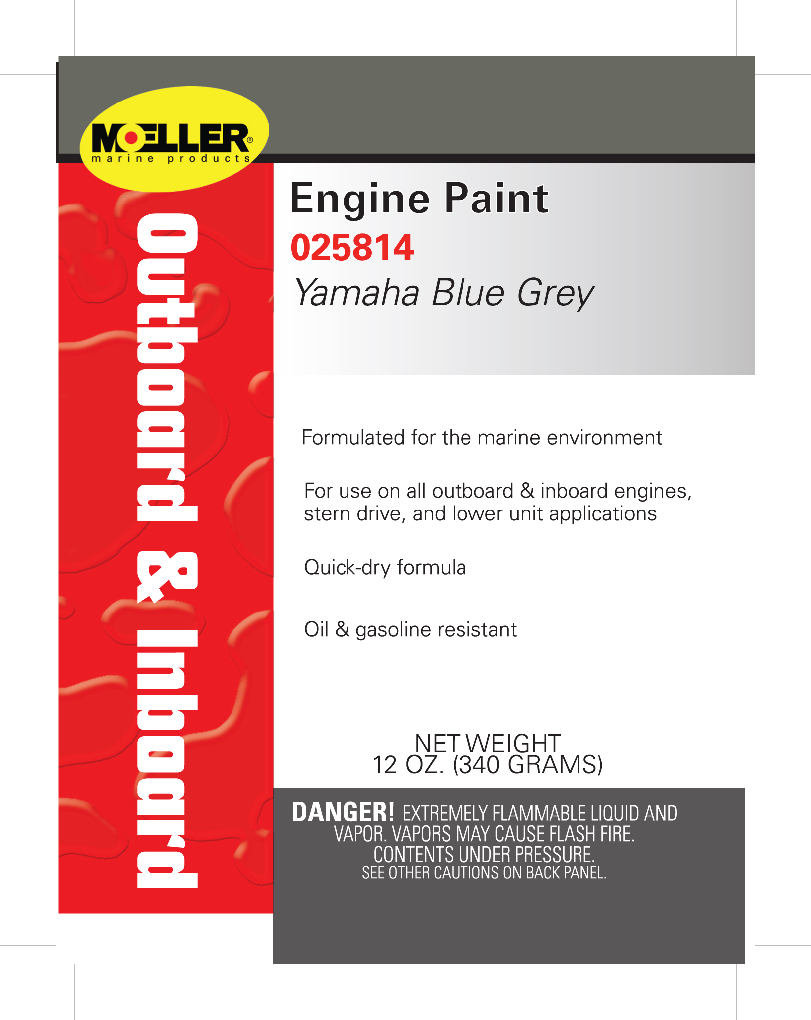 Yamaha Blue Grey Engine Paint #025814 Moeller Marine 